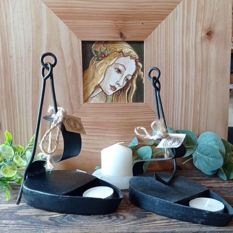 Ręcznie robiony metalowy kaganek dekoracyjny górniczy – świecznik na tealight, styl loft, industrialny, motyw historyczny - obrazek 5