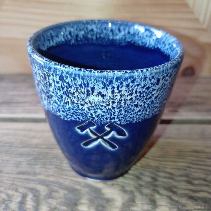 Zestaw ręcznie robiony ceramiczny „Solny szafirowy” – solniczka, kubek, kieliszek na jajko - obrazek 5