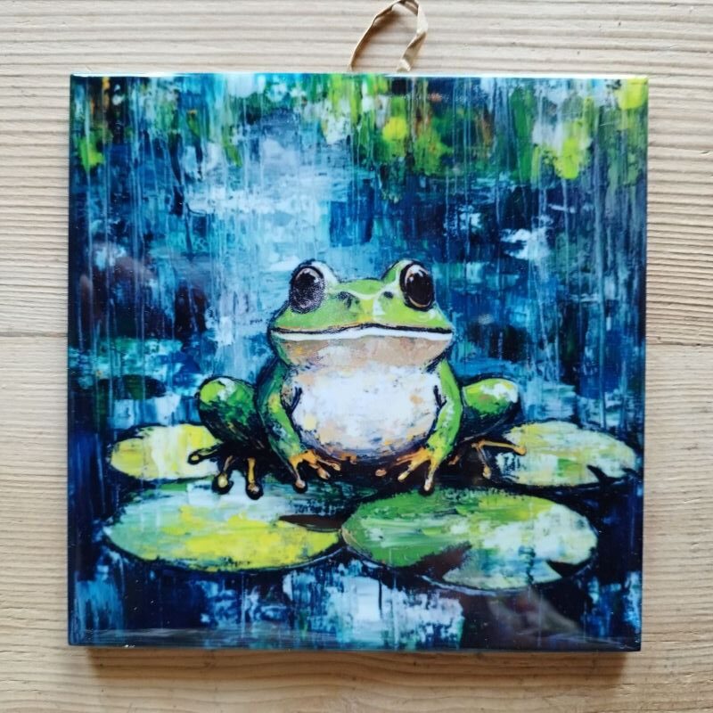 Kafel ceramiczny obrazek "Żabka na Lilii" dekoracja ścienna - obrazek 2