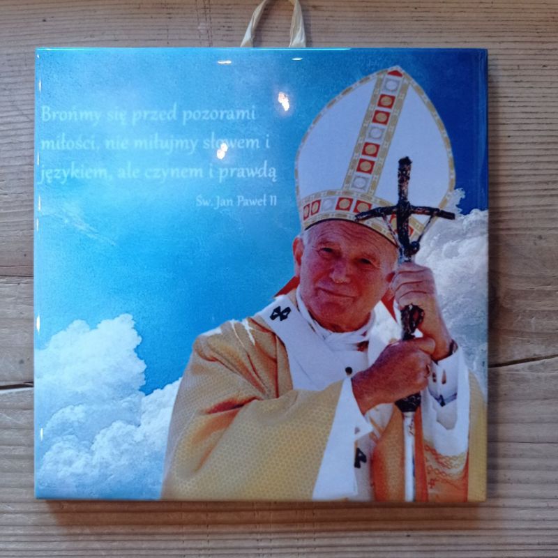 Kafel ceramiczny obrazek "Jan Paweł II – Cytat o miłości" dekoracja ścienna - obrazek 2