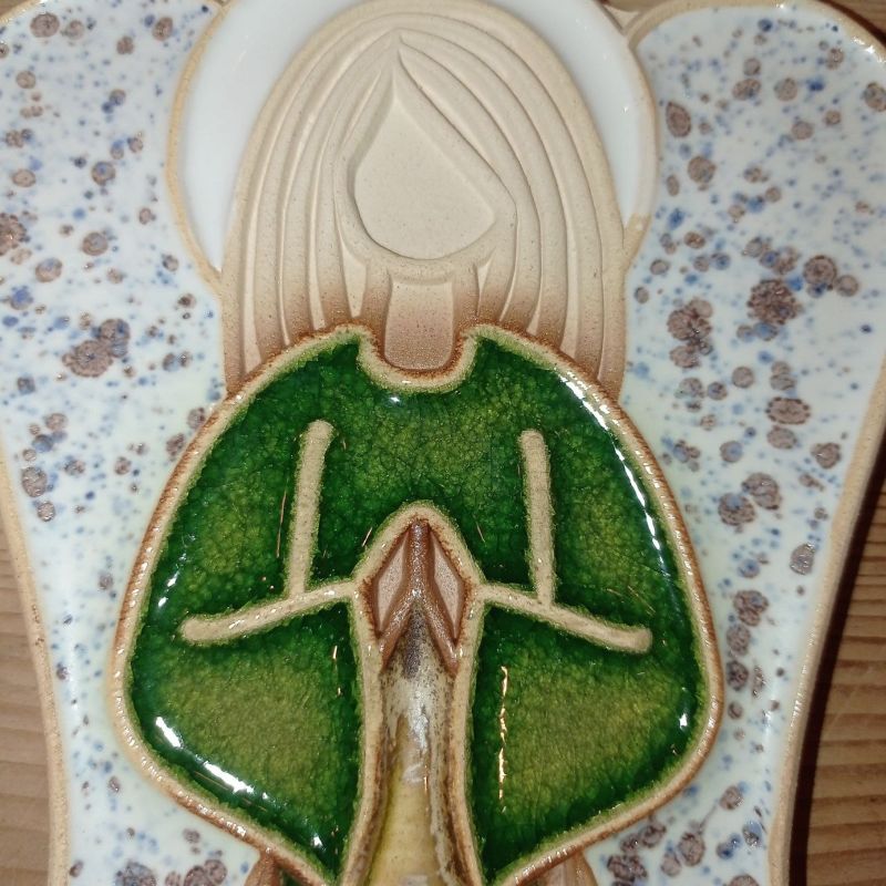 Anioł ceramiczny wiszący kwiatowy motyw róży #2 wysokość ok. 22 cm - obrazek 6