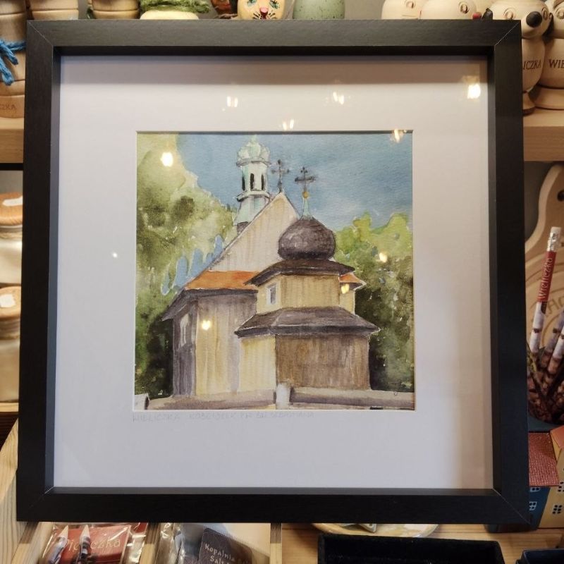 Obraz akwarela "Kościół św. Sebastiana w Wieliczce" - Bożena Janus