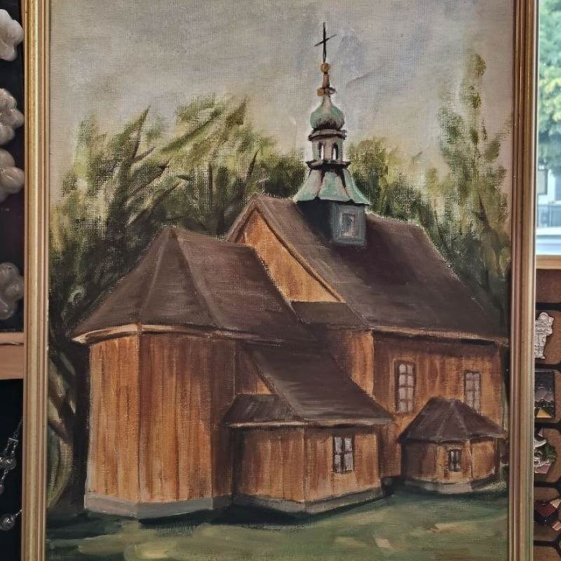 Obraz na płótnie "Kościół św. Sebastiana w Wieliczce" - złota rama (30x40 cm)